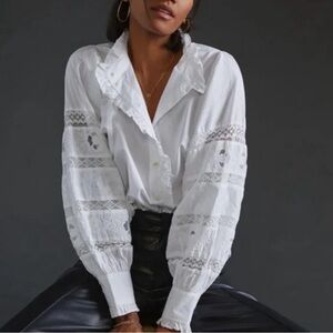 Love The Label Puff Sleeved Lace Buttondown